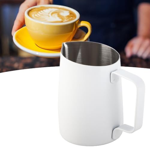 420ml White 304 Stainless Steel Milk Frothing Pitcher Ergonomic Handle
