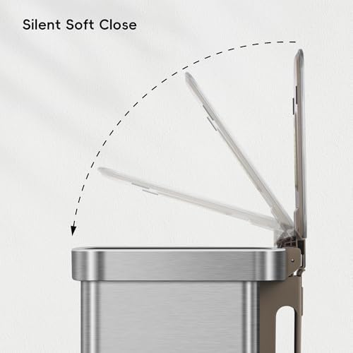 EKO Hudson Matte Stainless 75 Liter/20 Gallon Step Trash Can with Rear