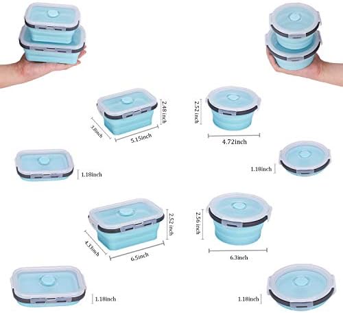KUON Collapsible Silicone Food Storage Containers with Airtight Lids