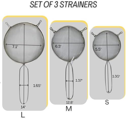 Mesh Strainers - Stainless Steel Fine Mesh Strainer Set of 3 with