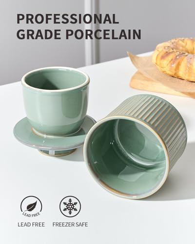 XELA Large Butter Crock for Countertop, French Butter Dish, Turquoise