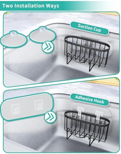HapiRm Stainless Steel Kitchen Sink Sponge Holder, Black