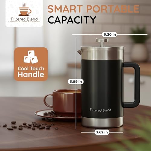 54 oz Stainless Steel French Press, Black