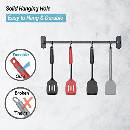 2 Pack Spatulas, Solid & Slotted Silicone Spatula Set, Stainless Steel