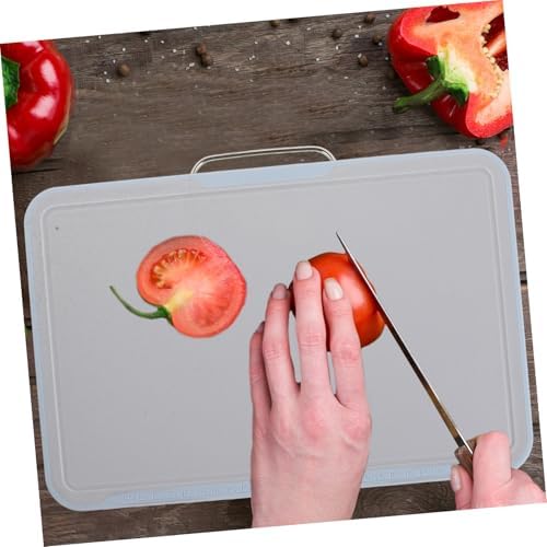 Plastic Cutting Boards Set with Holder, Handles and Juice Grooves