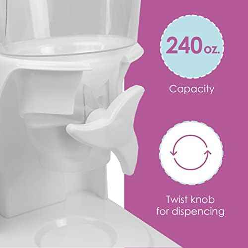 Cereal Dispenser Countertop, By Home Basics (White) | Plastic Cereal Dispenser For Pantry, With Twist-Knob | Perfect For Cereal, Candy, Pasta, Rice, and Pet Food