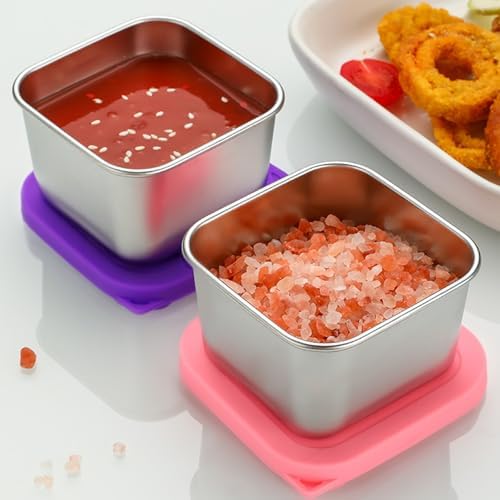 6oz Reusable Stainless Steel Snack Containers, 6Pack Metal Food