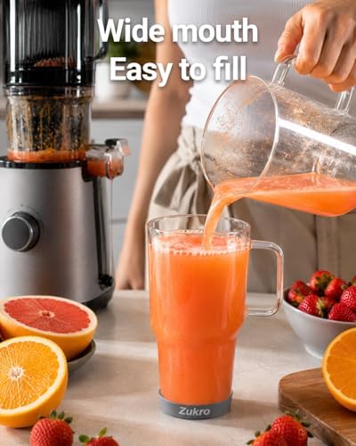 Zukro 32 oz Glass Water Tumbler with Handle & Straw, 2-in-1 Leak Proof