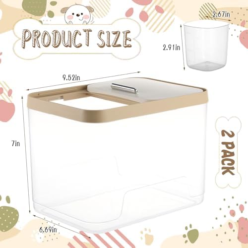 CIEOVO 2 Pack Airtight Dog Food Storage Container, 10Lbs Clear Pet Dog