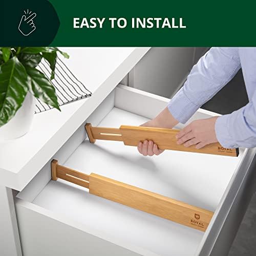 Bamboo Drawer Dividers Organizers, Adjustable Drawer Separator