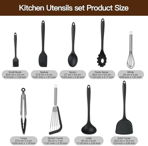 Silicone Black Cooking Utensil Set, 9 Pieces kitchen Utensil Set