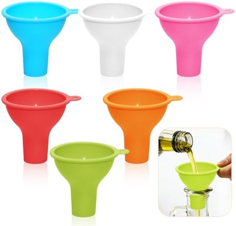 6-Piece Colorful Silicone Funnel Set for Kitchen & Cooking - Flexible