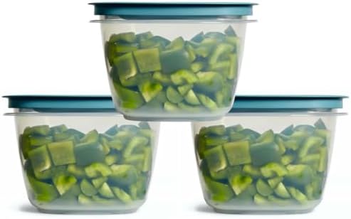 Rubber maid Storage Containers, Easy Find Lids, Teal, 7 cup, Flex &
