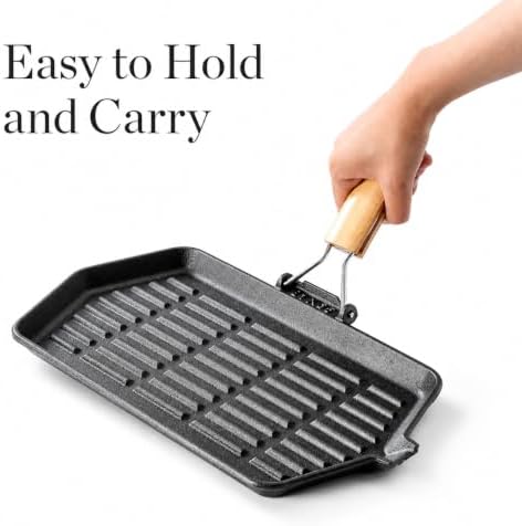 Sartén Para Freír Pescado, 14 x 8 in Cast Iron Fish Grill Pan