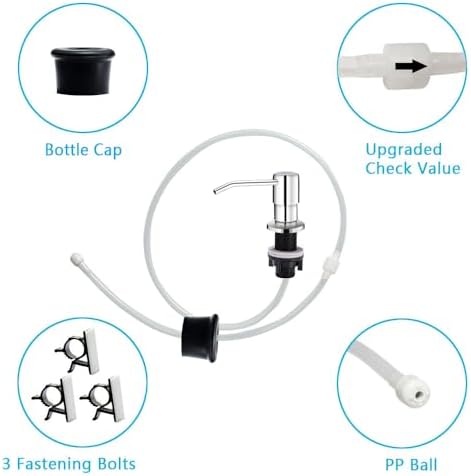 Soap Dispenser for Kitchen Sink with 47" Silicone Extension Tube