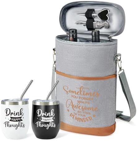 AW BRIDAL Birthday Gifts for Women Men, Drink Happy Thoughts Gift