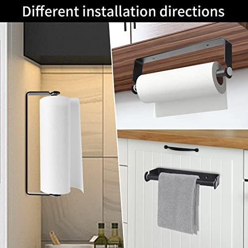 Under Cabinet Paper Towel Holder, Black, 2 Pack