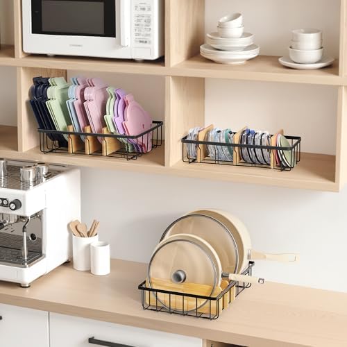 3-Pack Adjustable Lid Organizers - Large Kitchen Cabinet Organizer for