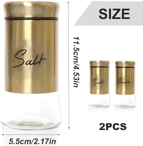 Salt And Pepper Grinder Set, Salt and Pepper Shakers Set 150ml Glass