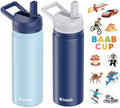 baab 18oz Kids Insulated Water Bottle 18/8 Stainless Steel Straw Cup
