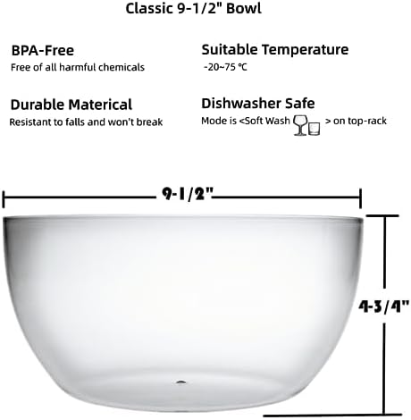 Large Acrylic Salad Bowls and Serving Bowls, Great for Serving Salad