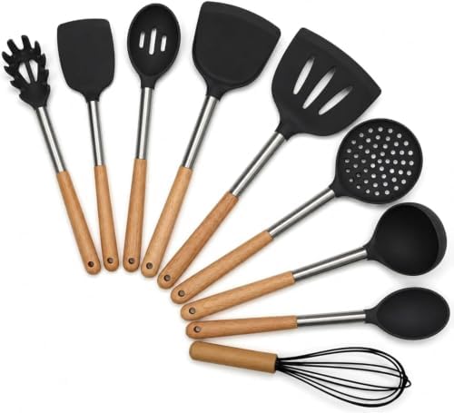 Silicone Kitchen Utensils Set, 9 Pcs Full-Size Non-Toxic Cooking