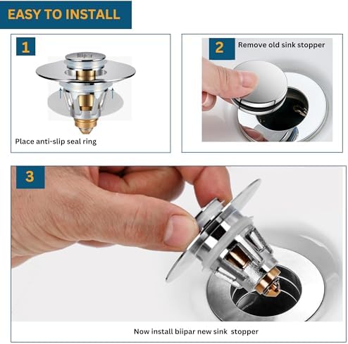 Universal Bathroom Sink Stopper, Sink Drain Strainer, Pop up Drain