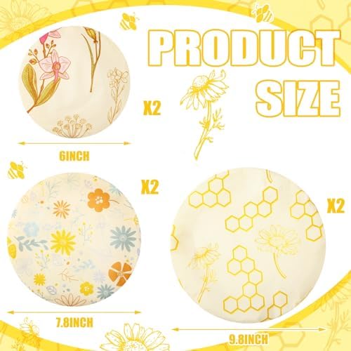 6 Pcs Reusable Beeswax Bowl Covers for Bread Proofing