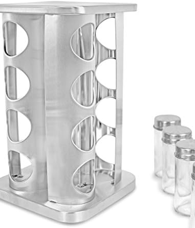 INTERNET'S BEST Revolving Spice Rack - Seasoning Storage with 16 Jars