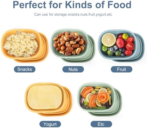 8 pcs 10 oz Silicone Snack Containers for Kids Small Food Containers