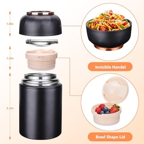 Mity rain 17oz Insulated Thermo Food Container for Hot Food & Drinks