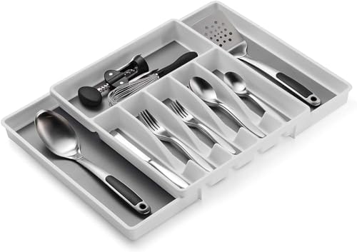 Silverware Tray for Drawer, Expandable Organizer, 8 Compartments