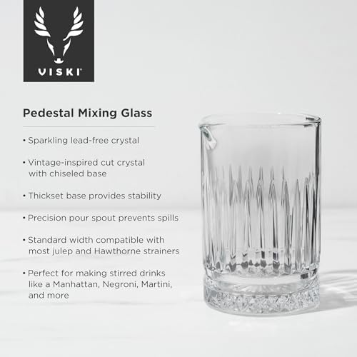 Viski Pedestal Crystal Cocktail Mixing Glass Perfect for Manhattan
