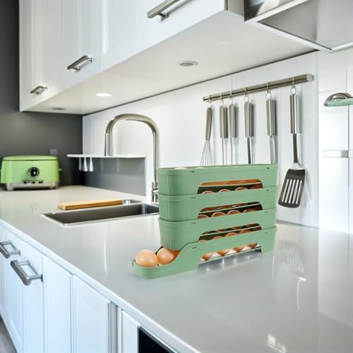 Layer Plastic Egg Holder Auto Rolling Dispenser for Refrigerator Door