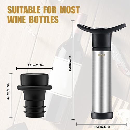 OWO Wine Vacuum Pump and 4 Stopper, Wine Save & Preserver, Reusable