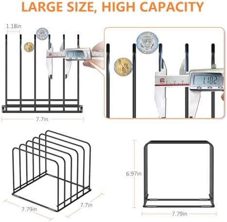 KORRTFID Steel Kitchen Cabinet Cookware Organizer, 5 Slots