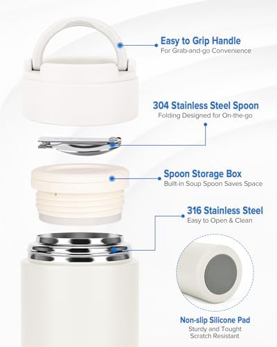 Soup Thermo for Hot Food,17OZ Insulated Food Jar with Spoon & Handle