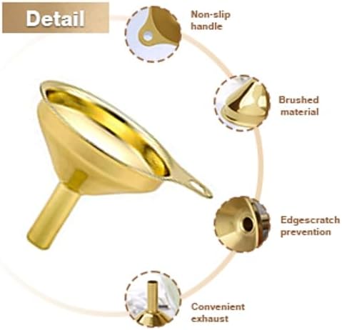 Stainless Steel Funnel, 3 Pack Gold Metal Kitchen Funnel Set, Food