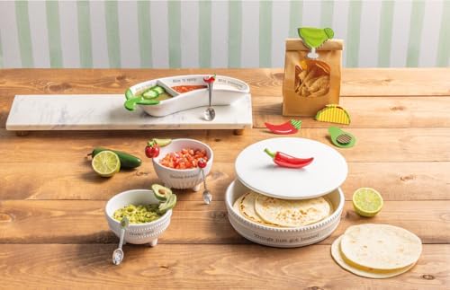 Mud Pie Red Ceramic Salsa Dip Bowl Set