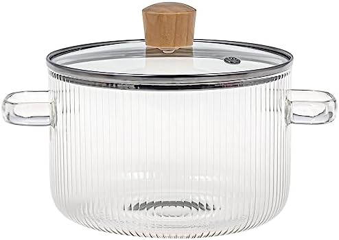 Le'raze Glass Cooking Pot with Lid - 1.6L (54oz) Heat Resistant