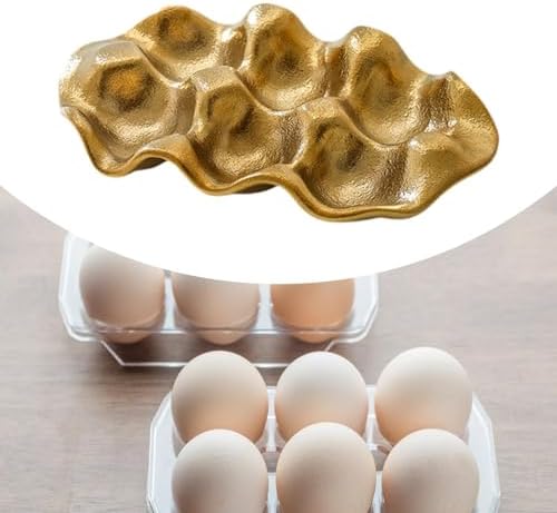 Ceramic Egg Holder Organizer Rack Holds 6 Eggs for Fridge Storage and