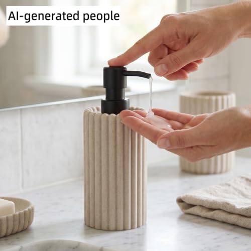 Soap Dispensers, 11.84 OZ, 2 PCS, Beige Sandstone Look