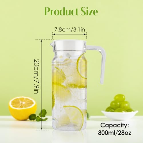 Acrylic Pitcher, 800ml/28oz Unbreakable Water Pitcher Transparent