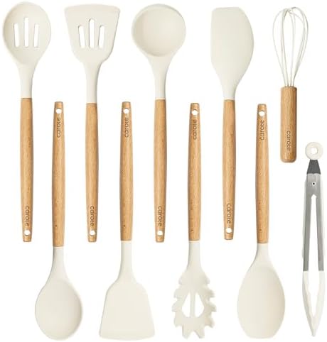 CAROTE 10-Piece Kitchen Utensil Set, Cream