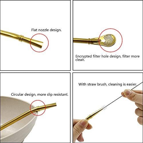 Stainless Steel Straw Filter Spoon, Yerba Mate Bombilla, Loose Leaf