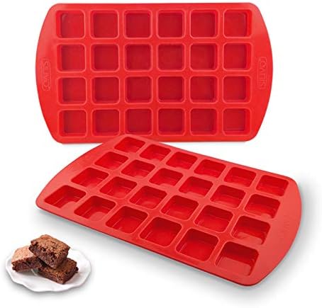 2 Pack Mini Silicone Brownie Pan, 24-Cavity Nonstick Brownie Molds