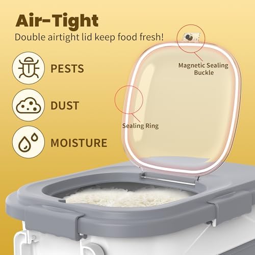 HOYTAMDA Collapsible Rice Container, 20-30 Lbs, with Wheels