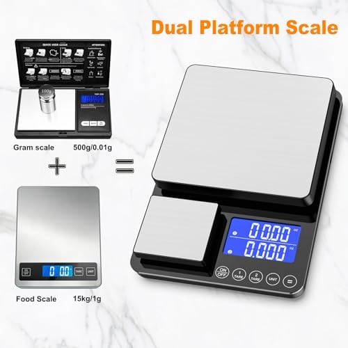 KKZ 0.001oz/33lb Kitchen Scale, Dual Platform Food Scale Grams and
