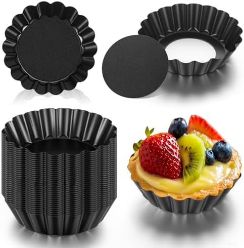 32 Pcs Mini Tart Pans Egg Tart Molds with Removable Bottom Round