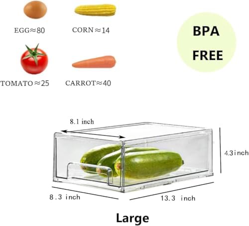 MANO 2Pack Clear Fridge Drawers, Large